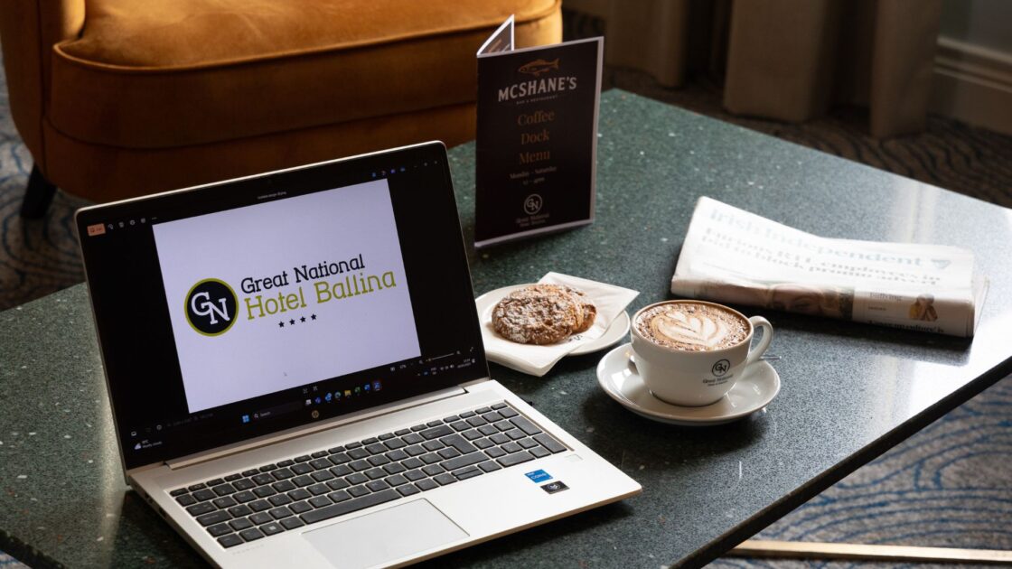 Laptop in Lobby Area